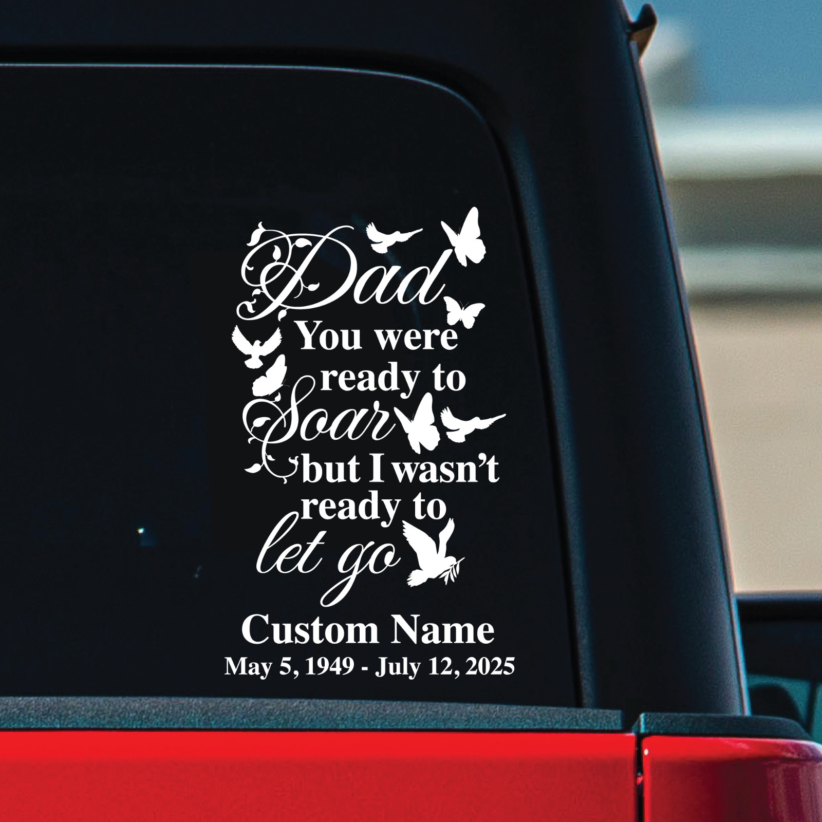 Dad Memorial Decal – Dad Memorial Gifts – In Loving Memory Decal – Dove Memorial