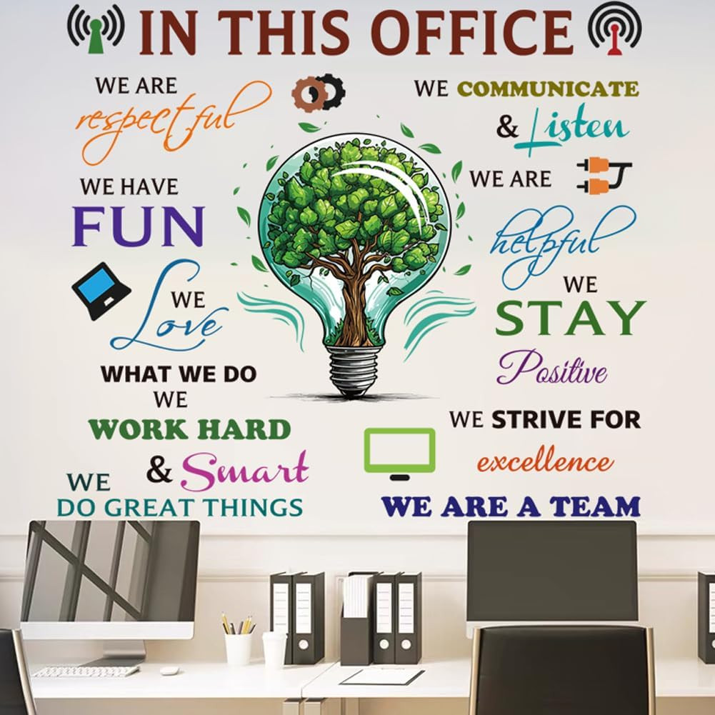 Office Inspirational Wall Decals – Positive Sayings Peel Stick Stickers, Colorfu