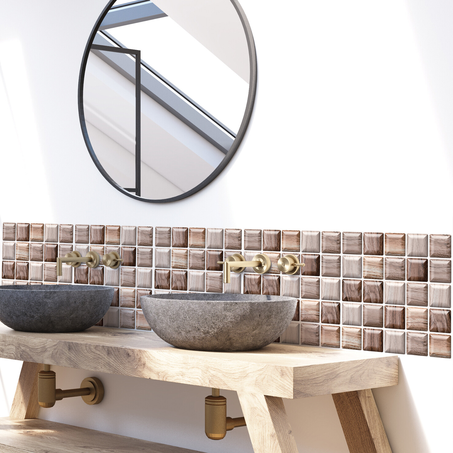 12"x12" 10Pcs 3D Wall Sticker Tile Brick Panel Self-adhesive Wall Waterproof PVC