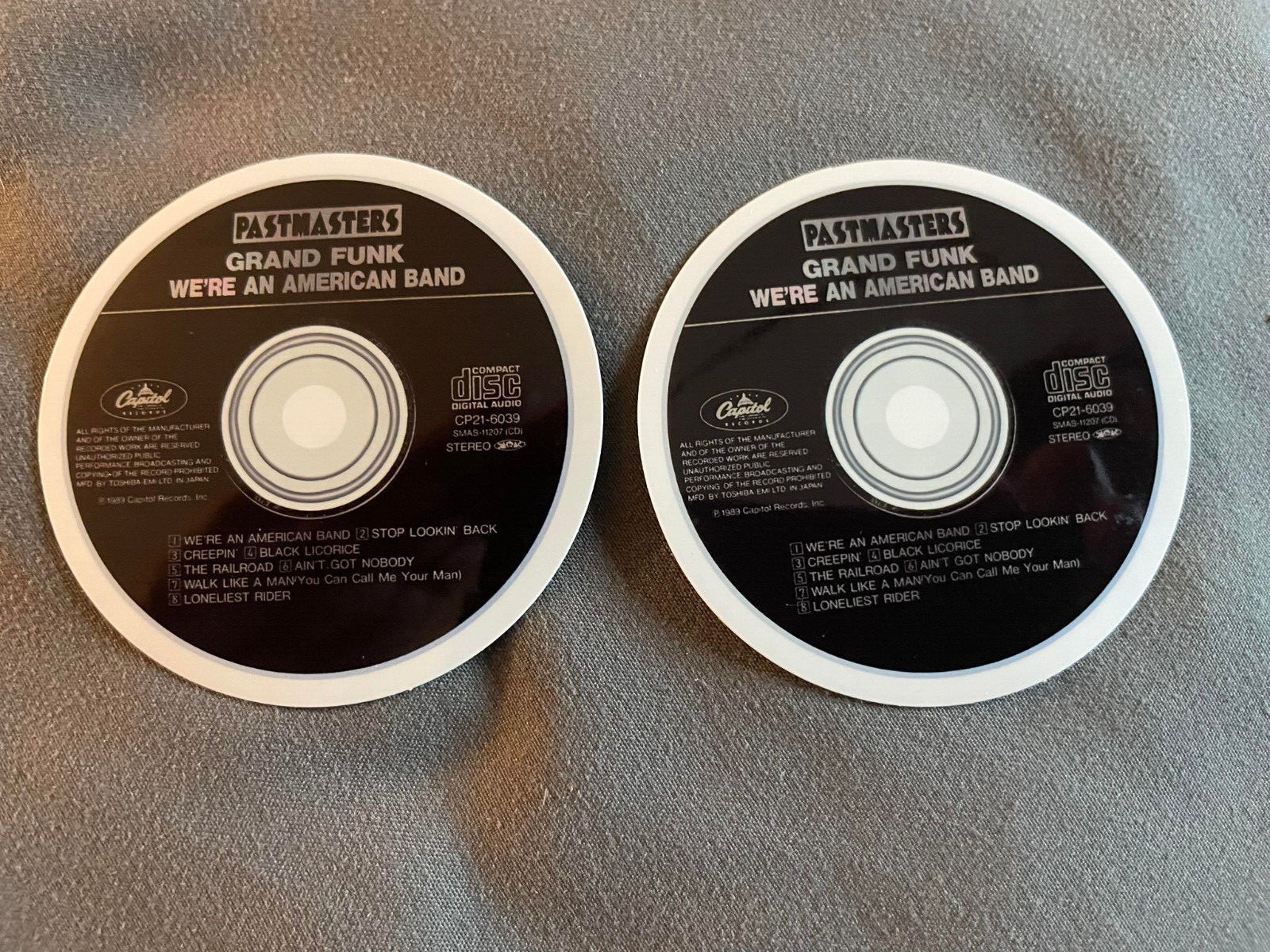 Lot (2) GRAND FUNK RAILROAD 2 1/2" x 2 1/2" American Band Logo STICKERS Free!