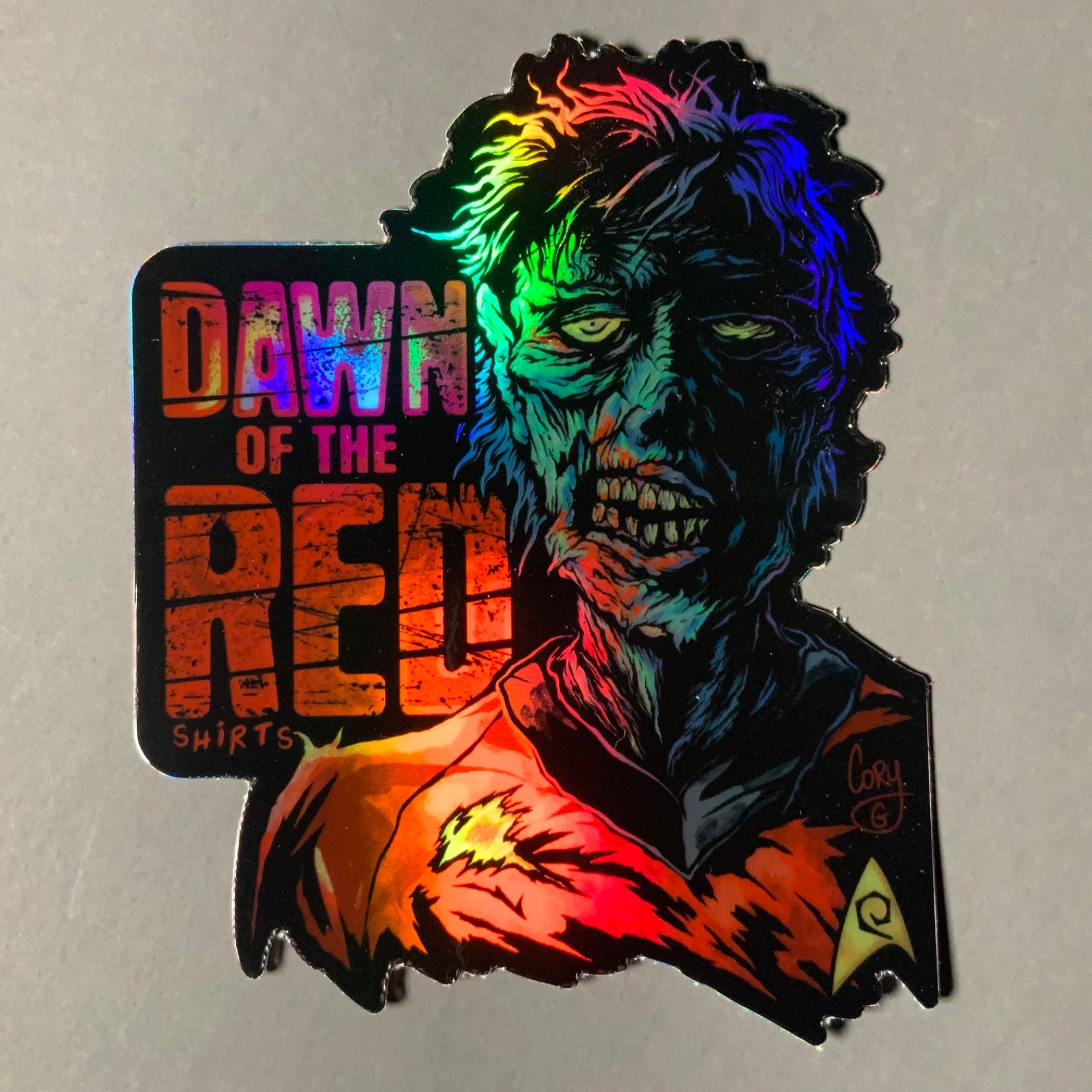 Zombie Star Trek Dawn of the Dead Red Shirts Sticker dvd vhs Blu-ray Horror JTHM