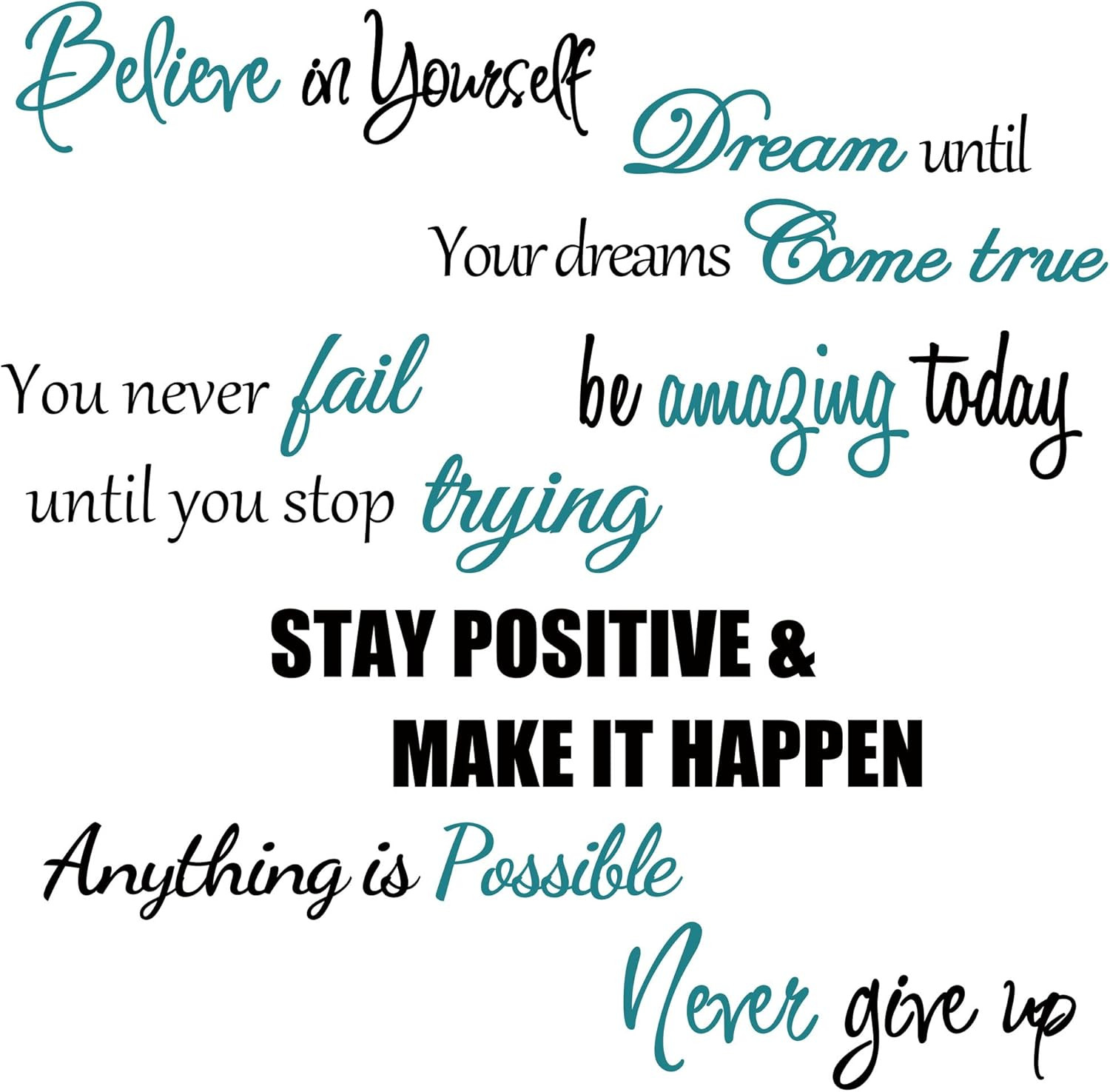 Inspirational Quotes Motivational Sayings Vinyl Peel & Stick Wall Decals for Wom