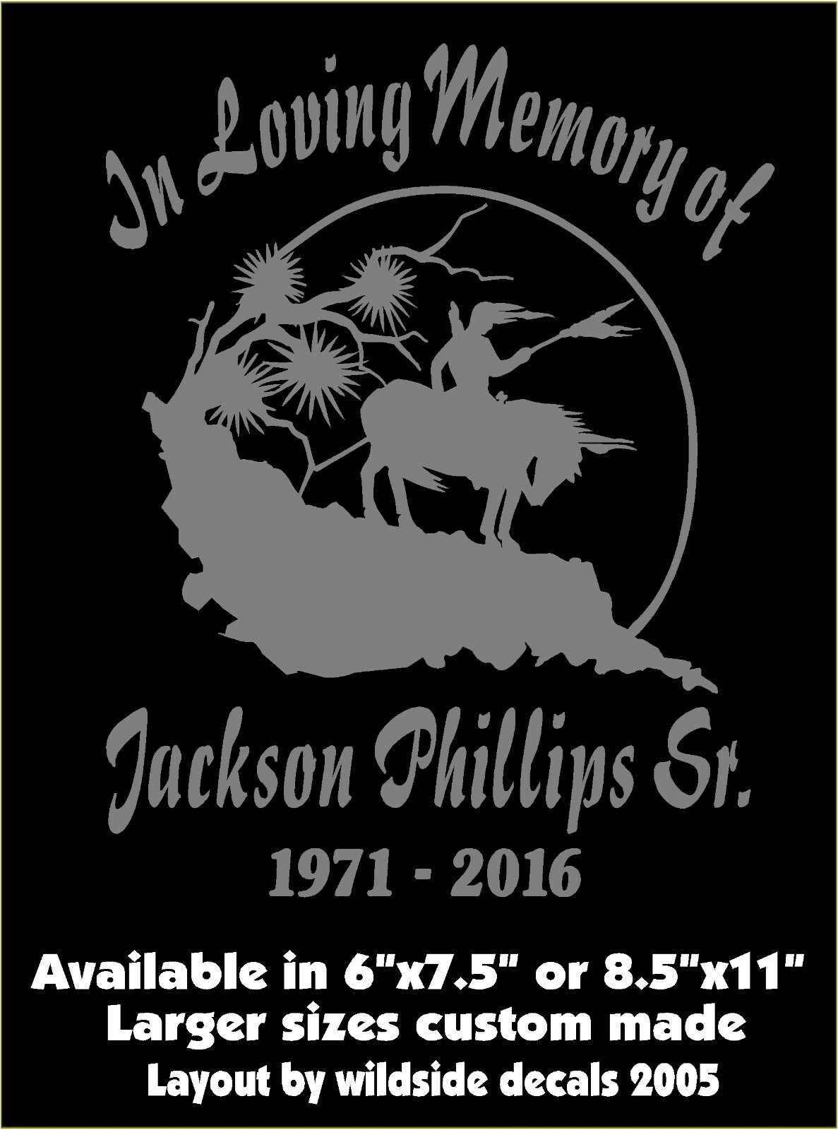 In Loving Memory Of Decal Warrior Last Ride Name Dates Car Vinyl Sticker Custom