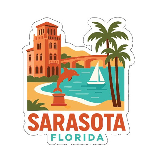 Sarasota Florida Sticker Decal Vinyl Die-Cut City Skyline Landmark Design