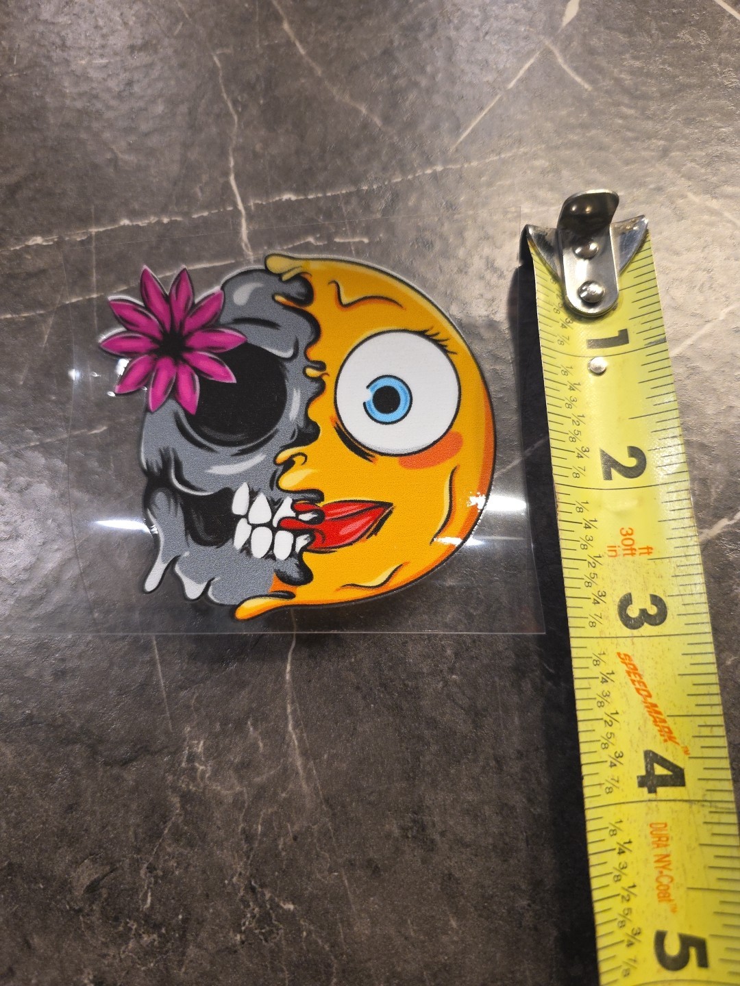 Female Zombie Smiley Face Flower Emoji UVDTF Raised Decal Sticker Waterproof
