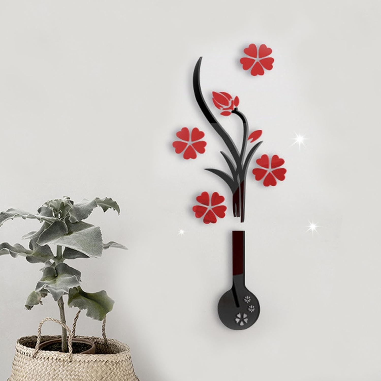3D Red Flower Home Wall Decor for Living Room Bathroom and Hallway 3D Wall St…