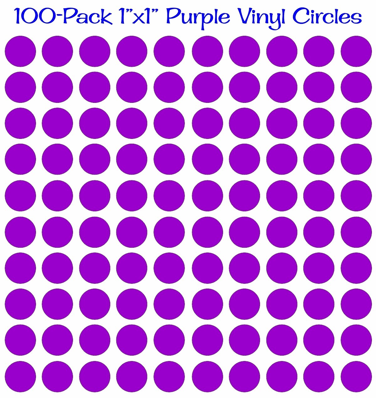 100 pack – 1"x1" Round Purple Vinyl Stickers / Circles Polka Dots Die Cut Decals