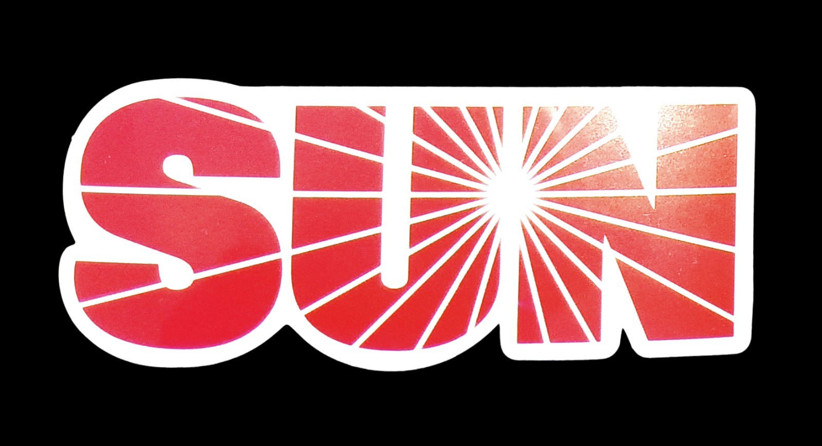 SUN Logo Vinyl Sticker Red White Sunburst 3.25in Skate Surf Style