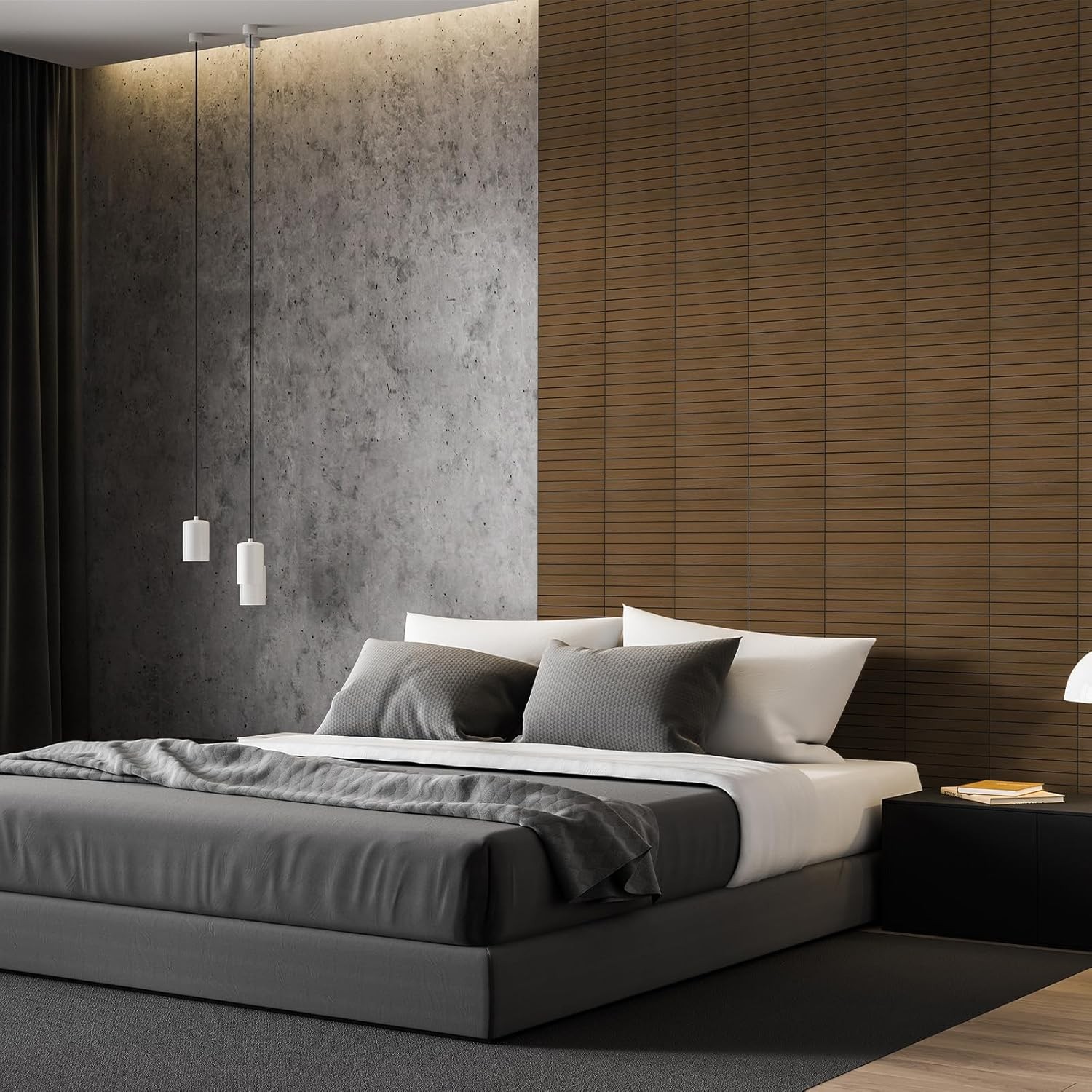 Peel & Stick Wood Slat Wall Panels 12"x12" 30×30cm Decorative PVC Soundproof