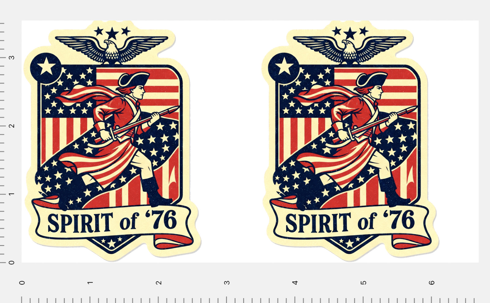 Spirit of 76 Custom Sticker 4" x 7" Sheet American Flag Revolutionary Soldier US