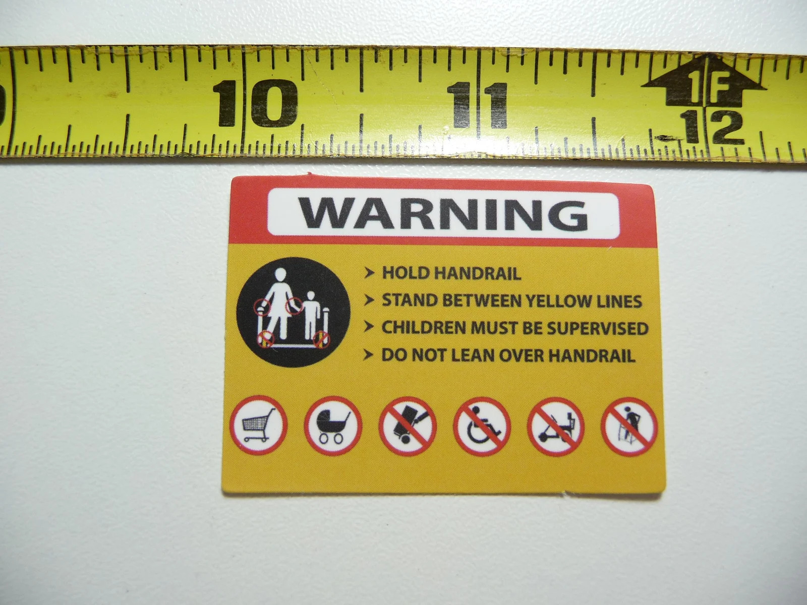 ESCALATOR WARNING NOTICE SMALL STICKER DECAL LITTLE MINI SIGN FUNNY