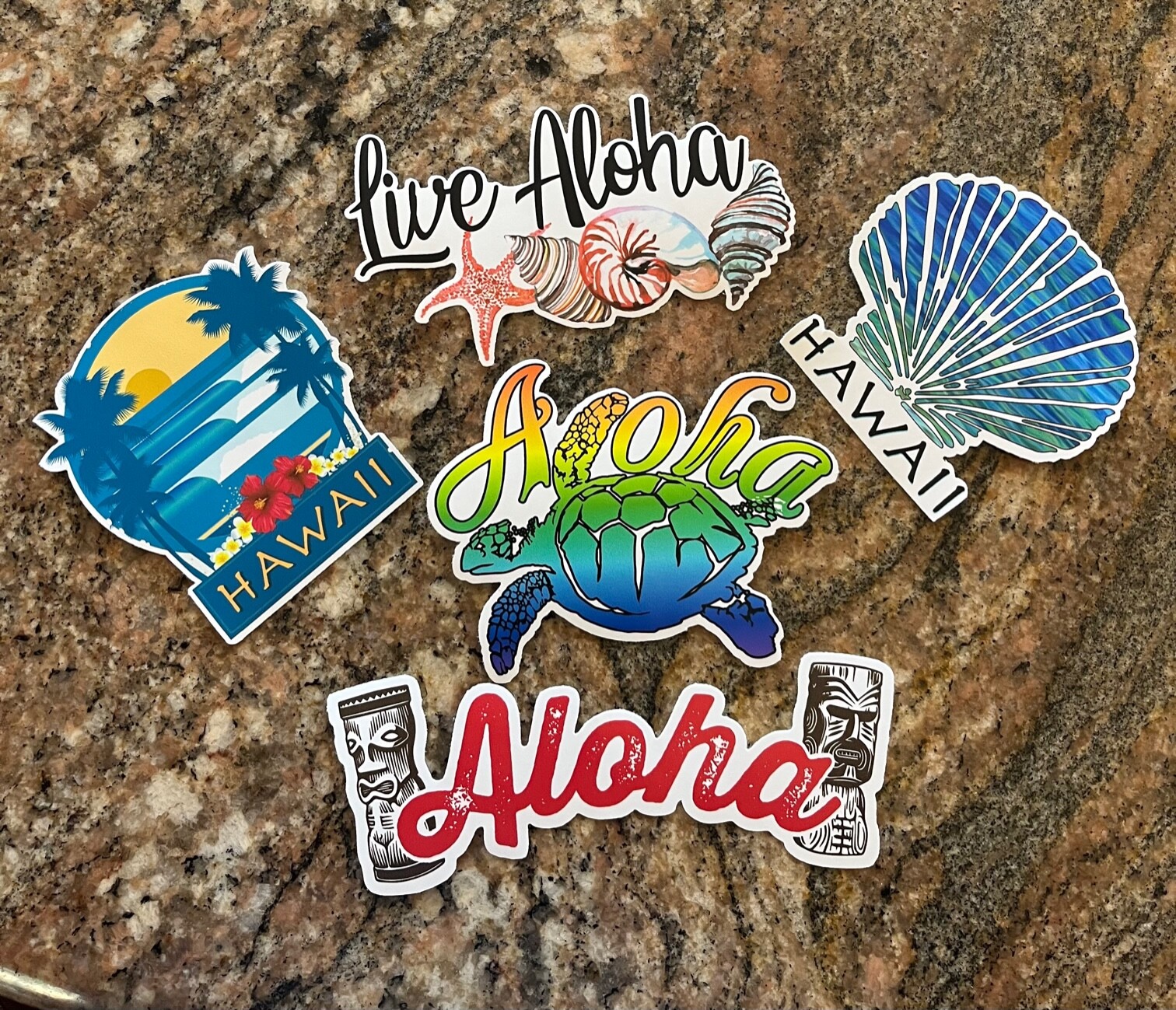 Live Aloha Sticker Pack Lot – Surfing Hawaii Island Maui Kauai Kona Beach Tiki