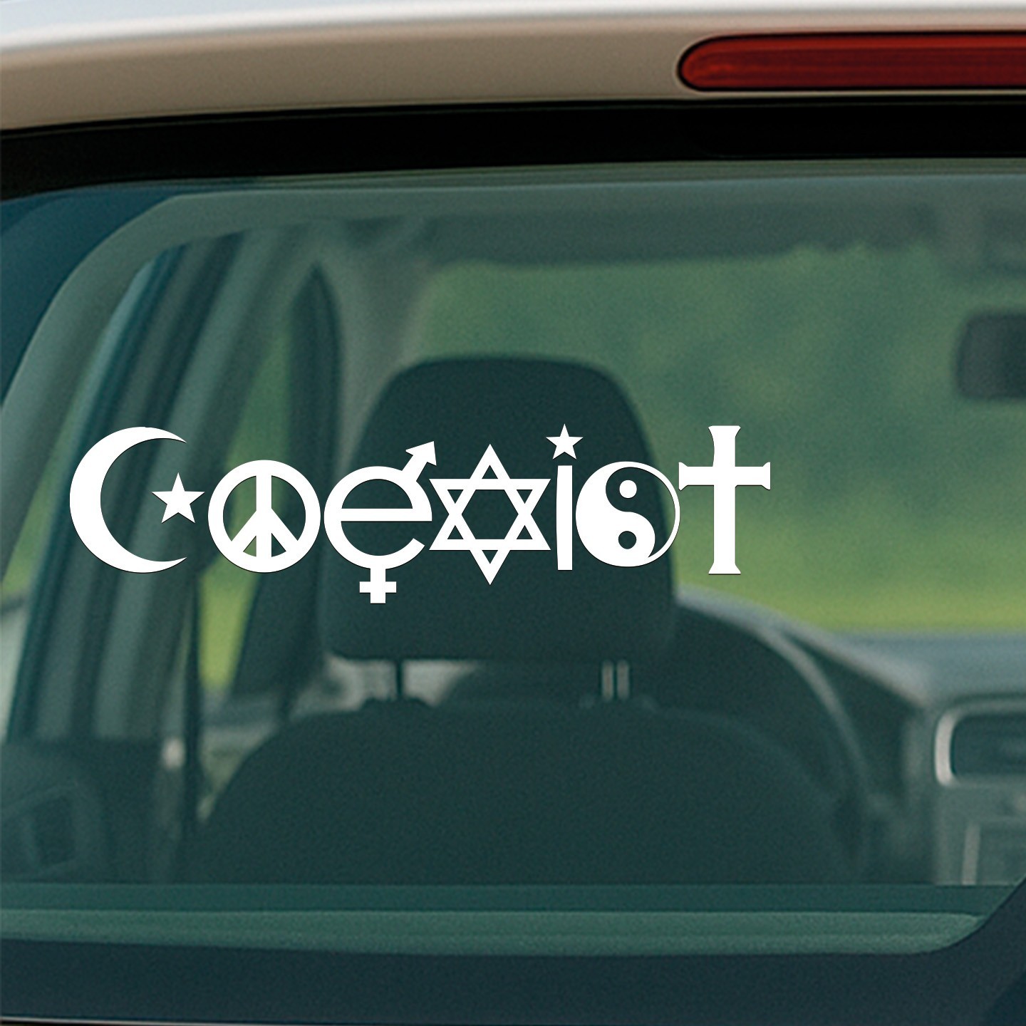 Coexist Symbol Vinyl Decal Sticker 8"x2" – Car Truck Laptop Window Bumper