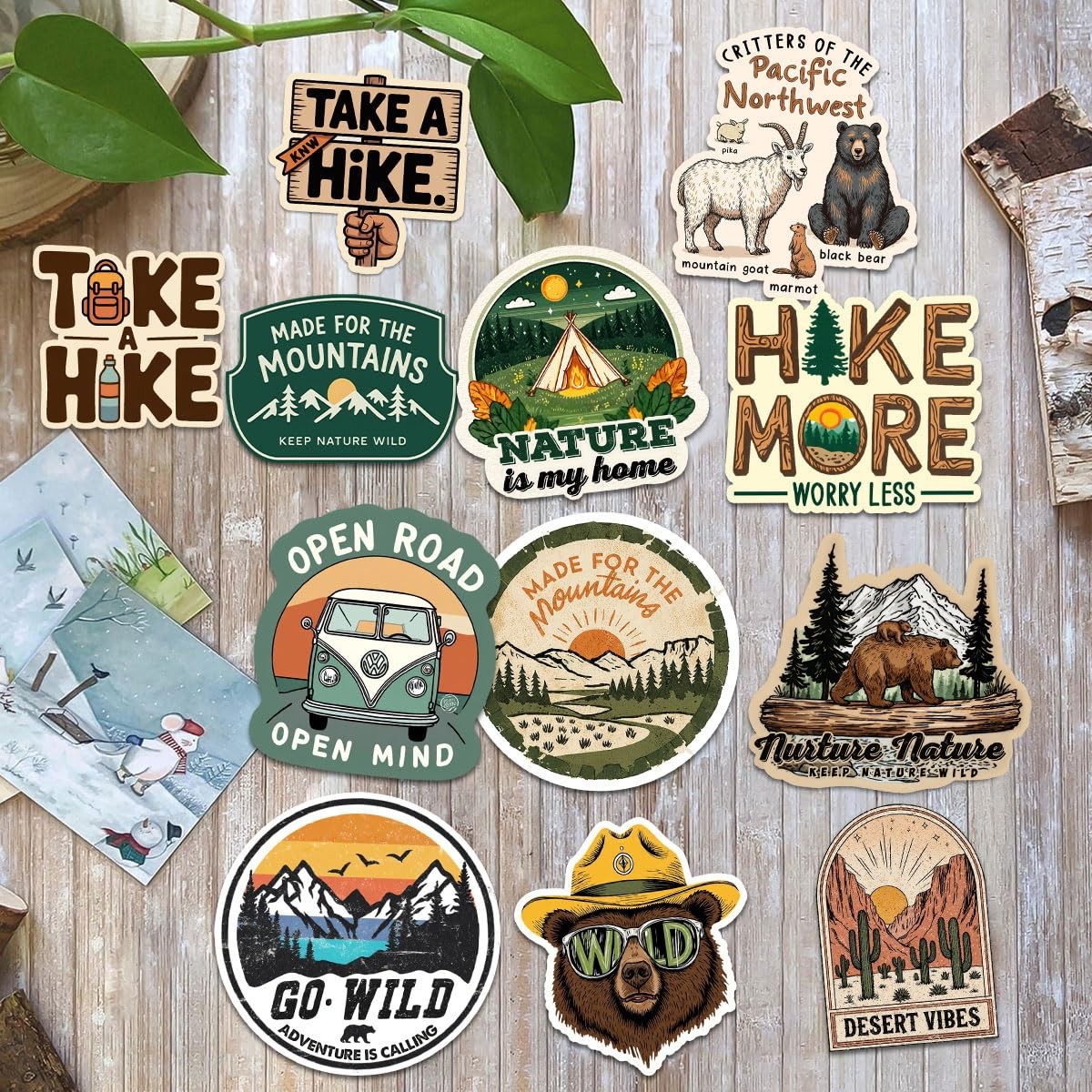 12Pcs Hiking Stickers, Outdoor Hiking Stickers, Adventure Nature Travel Stick…