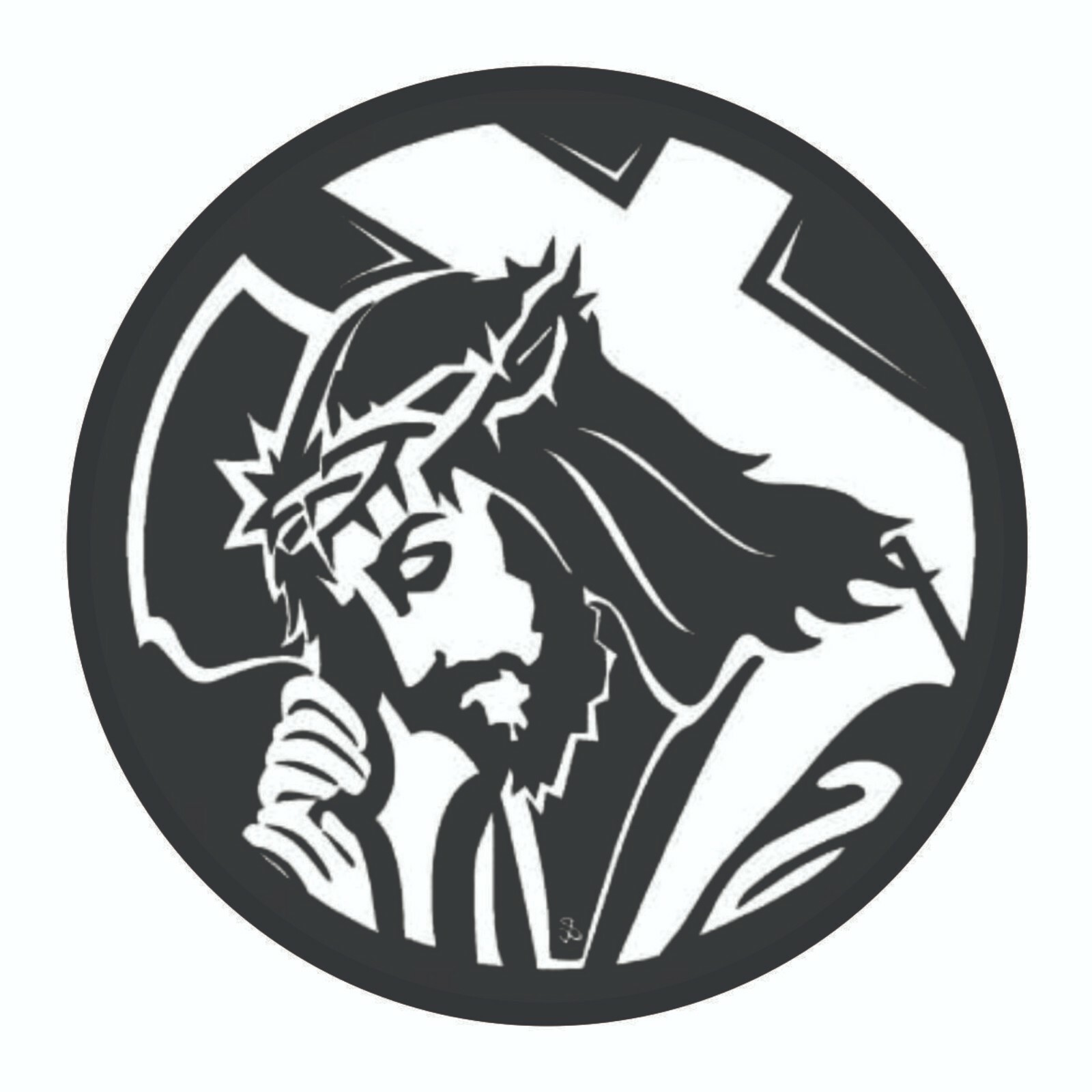 Jesus with Cross Sticker – Decal