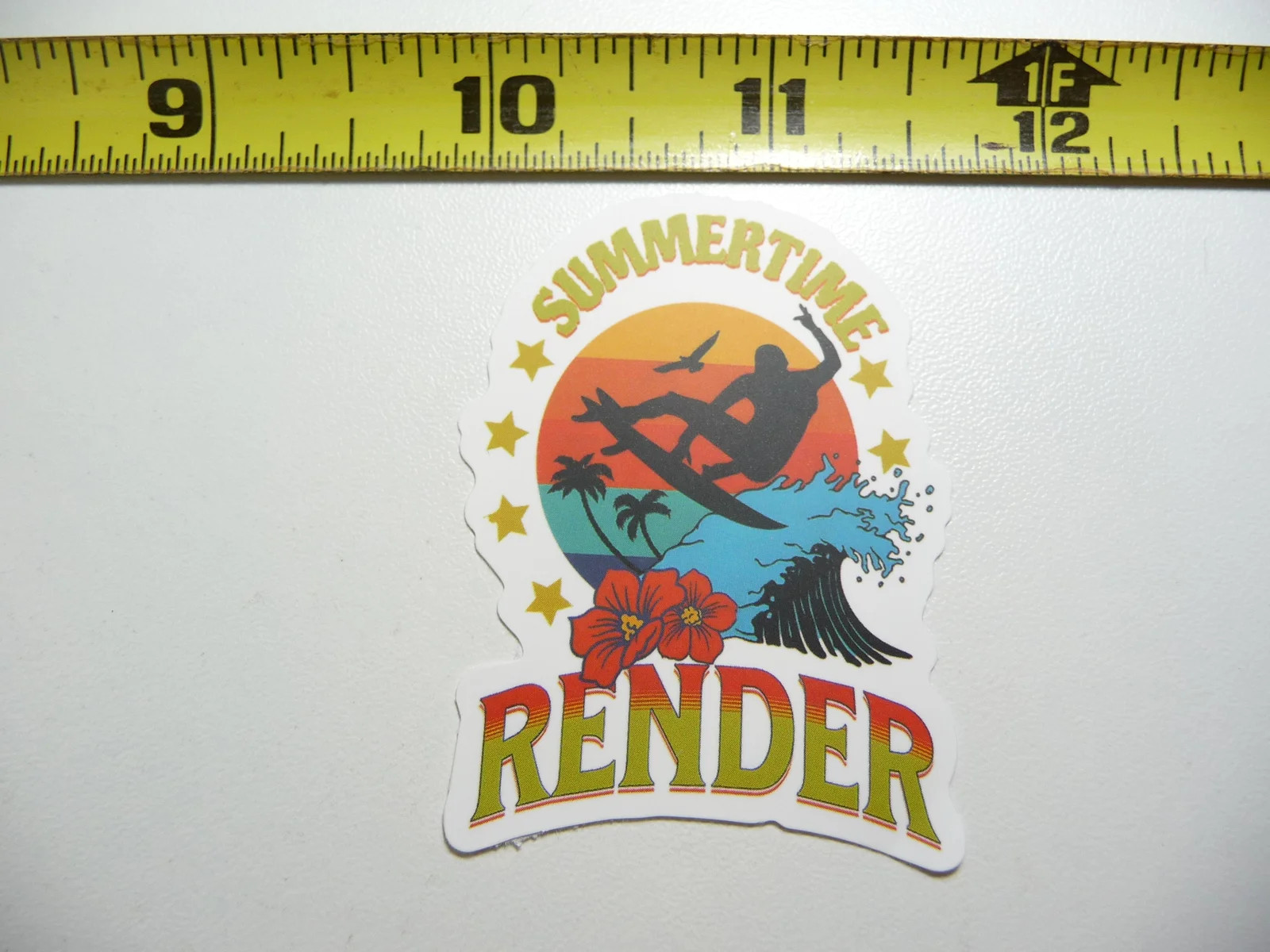 SUMMERTIME SUMMER TIME SURF SURFING WAVE SMALL STICKER DECAL VACATION TRIP
