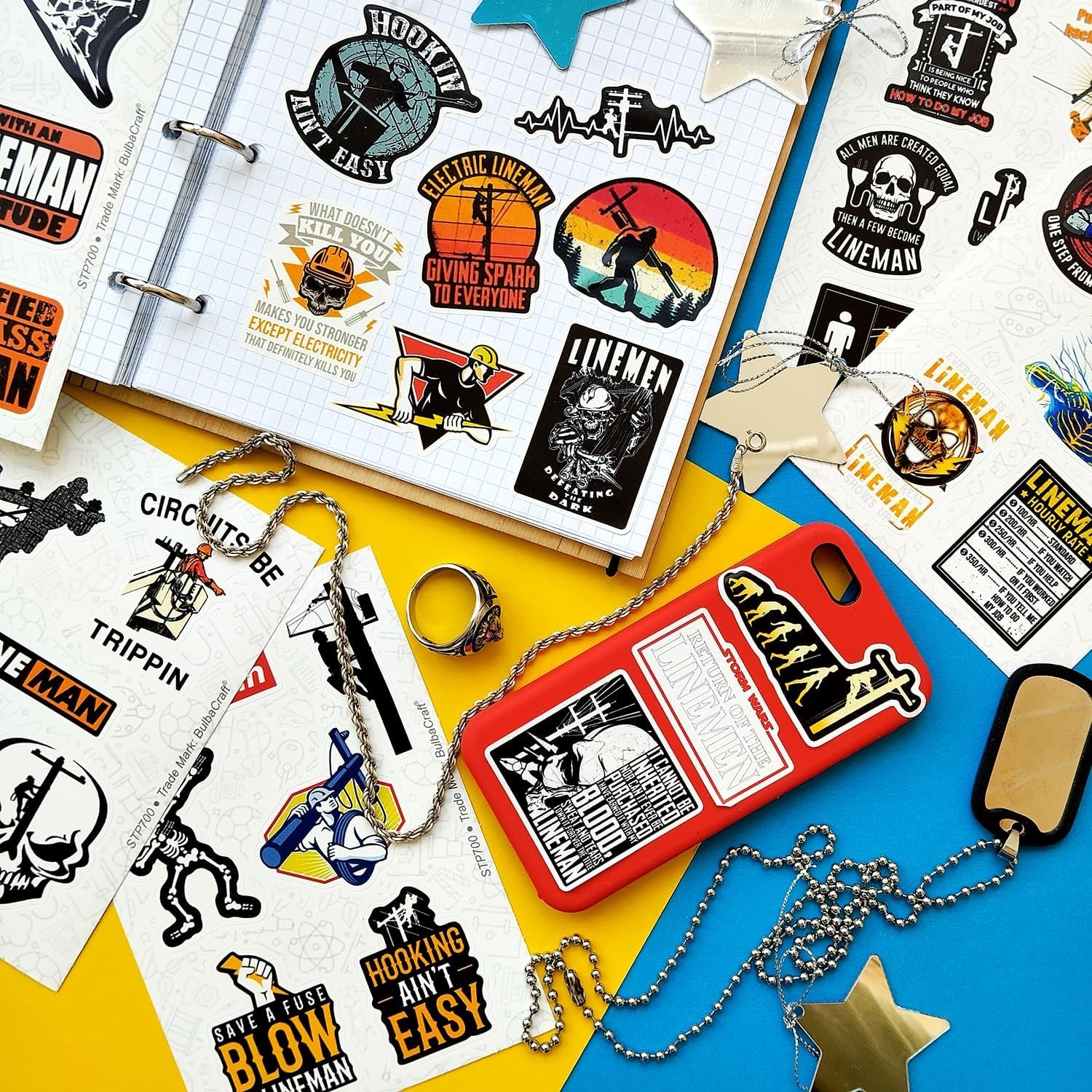 100 Pcs Lineman Stickers for Hard Hats – Durable Construction Decals