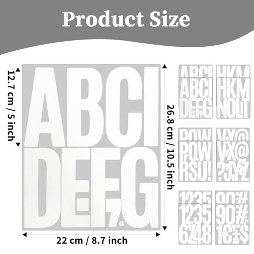 5 Inch Letter Stickers, 122 Pieces Self Adhesive Alphabet Number Sticker White