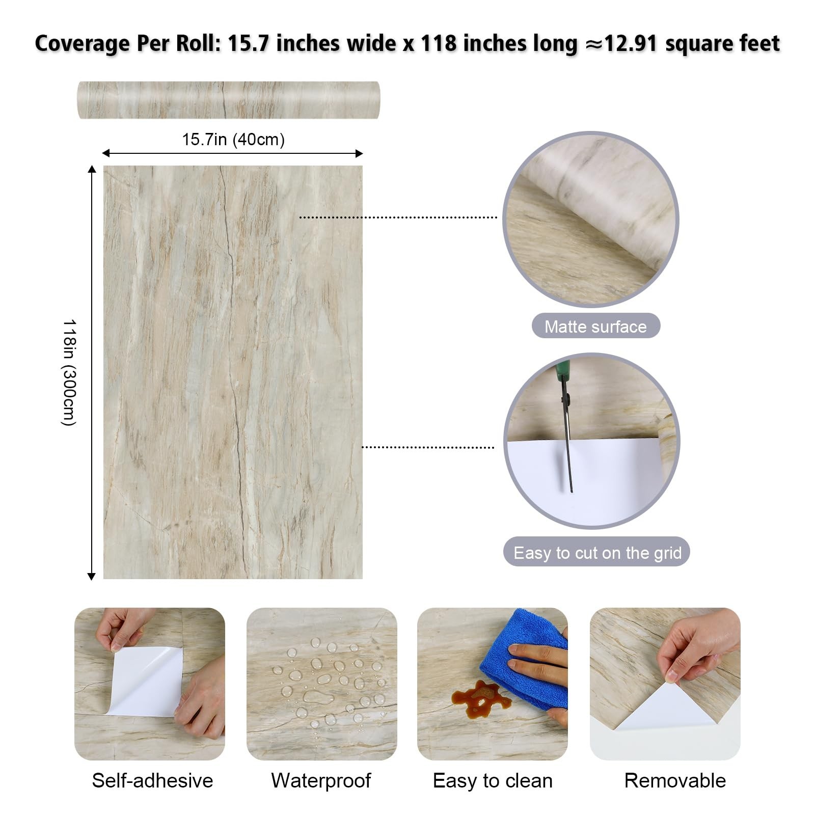 Thick Wood Grain Contact Paper Peel and Stick Wallpaper 15.7"x118" Self Adhes…