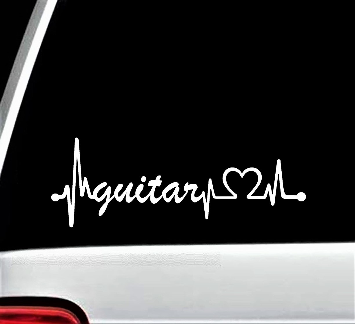 Acoustic Electric Guitar Heartbeat Lifeline Decal Sticker for Car Window BG 116