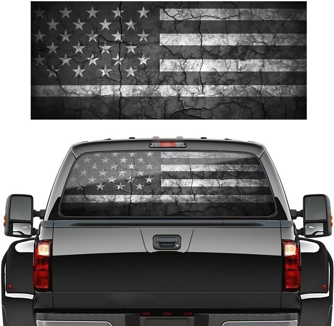 Patriotic American Flag Truck Back Window Graphics Decal,Patriotic Flag Perfo…