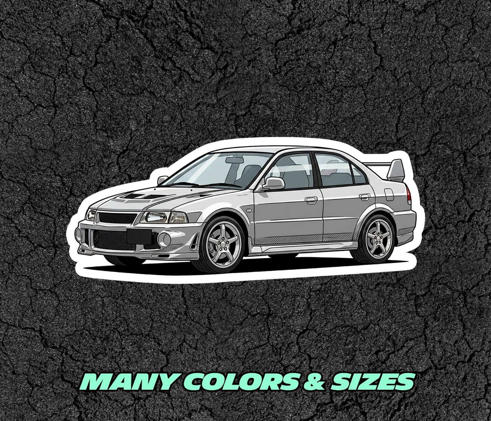 Mitsubishi Lancer Evolution VI Car Profile Sticker Laptop, Phone, Book, Window