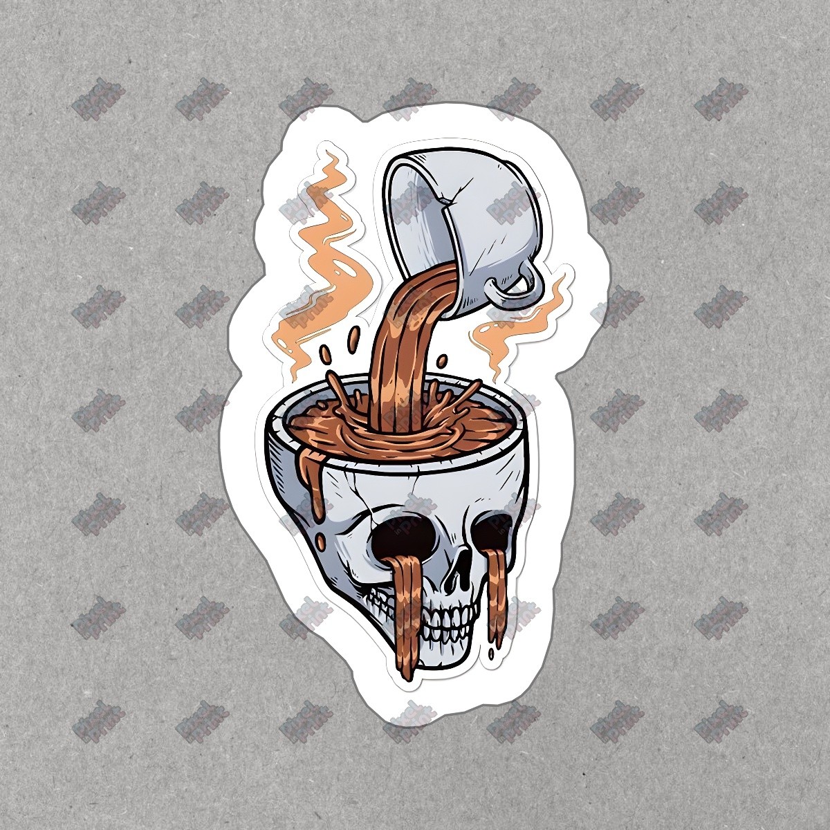 Unique Skull Coffee Vinyl Sticker Creative Decal for Home, Laptop, & #677077