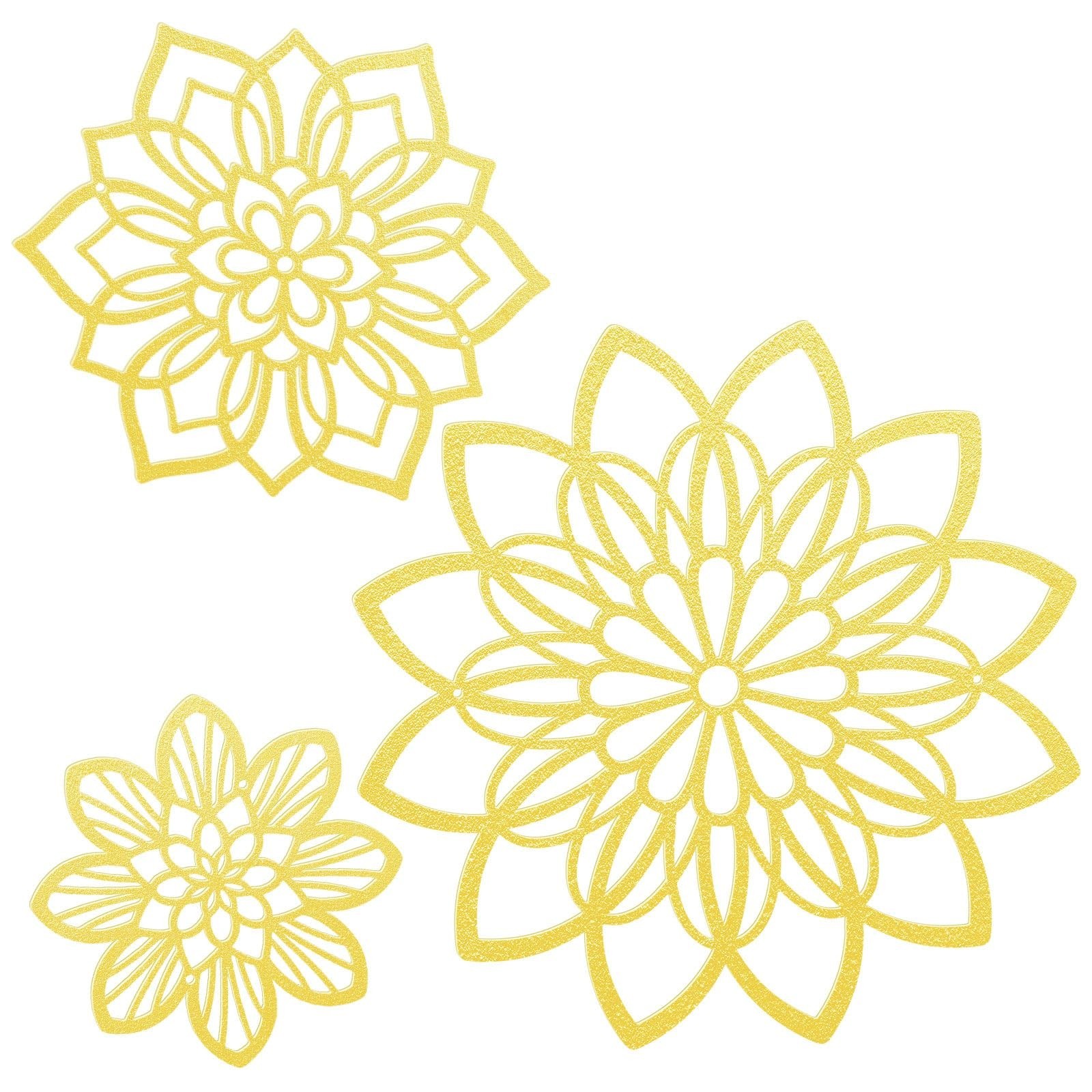 3 Pieces Metal Flowers Wall Decor, Black Wall Decoration Metal, Flower Art Wa…