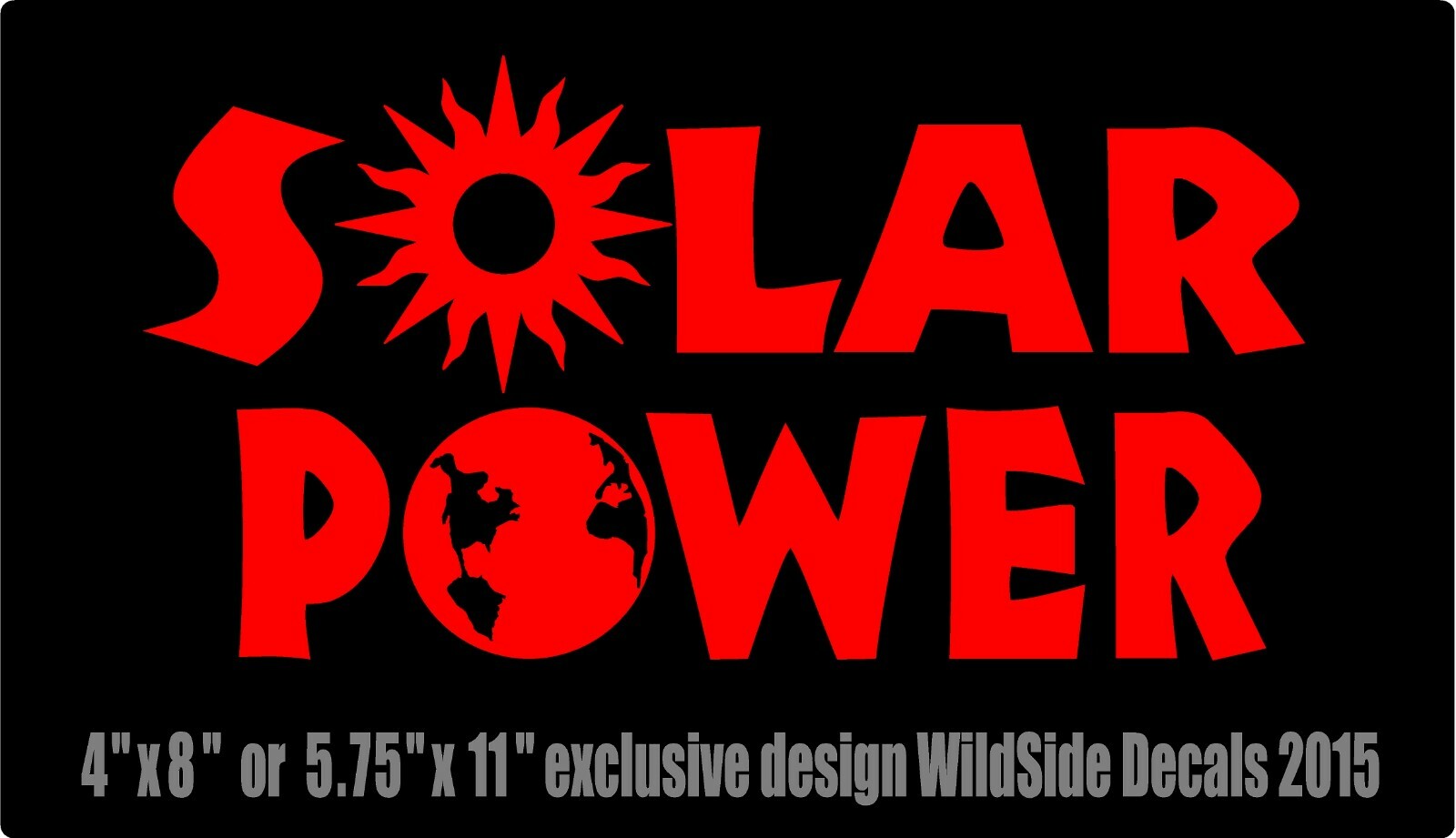 Solar Power Decal with Sun & Planet Earth Clean Energy Car Window Vinyl Sticker