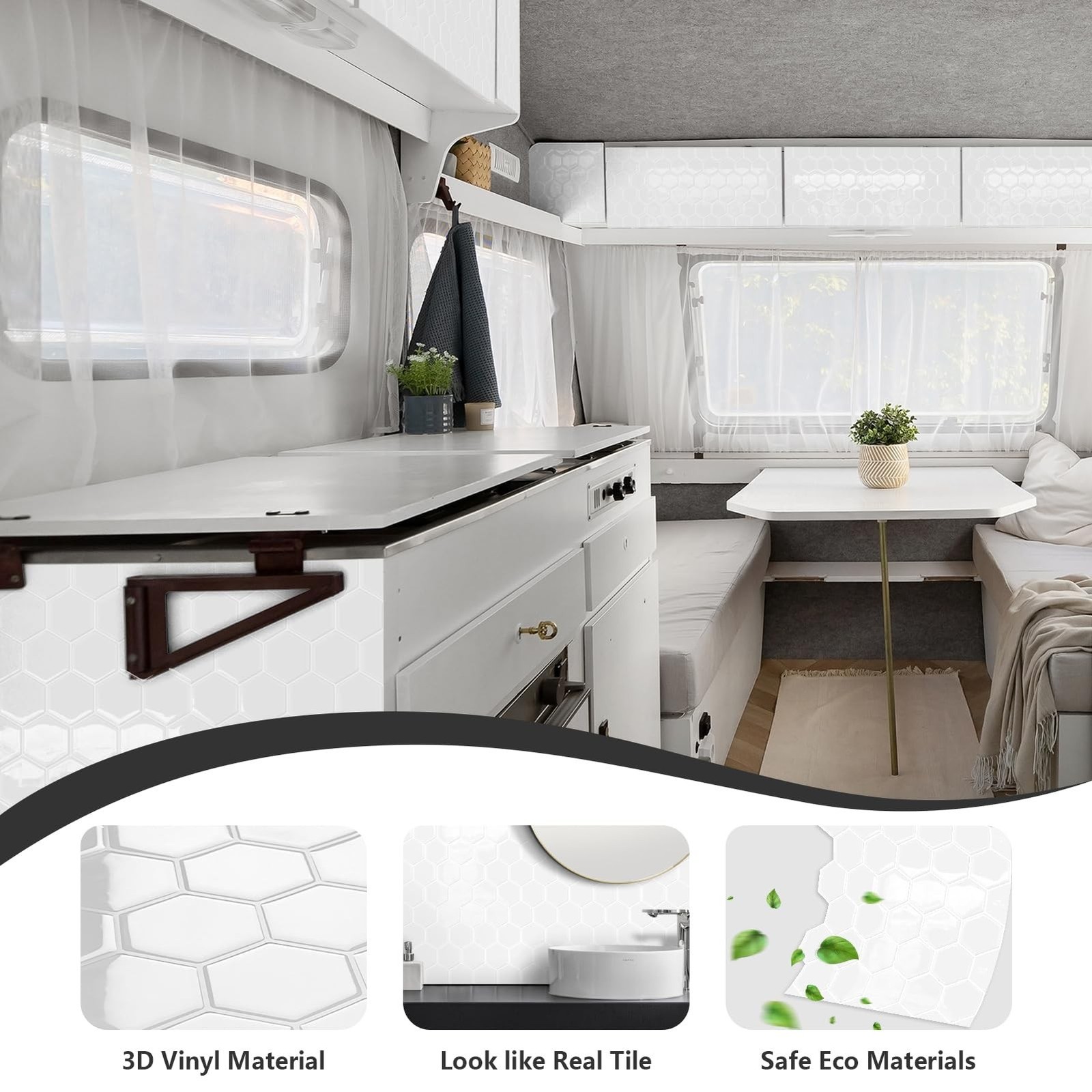 10-Sheet Hexagon Peel and Stick Kitchen Backsplash Tiles,Honeycomb Waterproof…