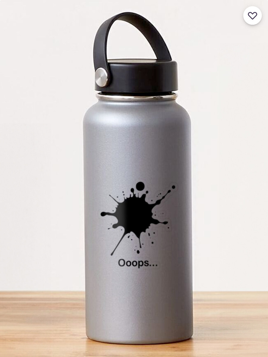 Ooops… Black Ink Spill Transparent 3" x 3.3" Sticker