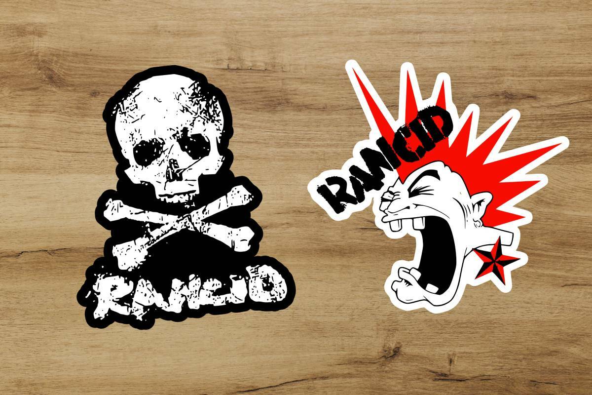 Rancid mohawk skull punk 2-pack premium sticker decal laptop truck helmet car