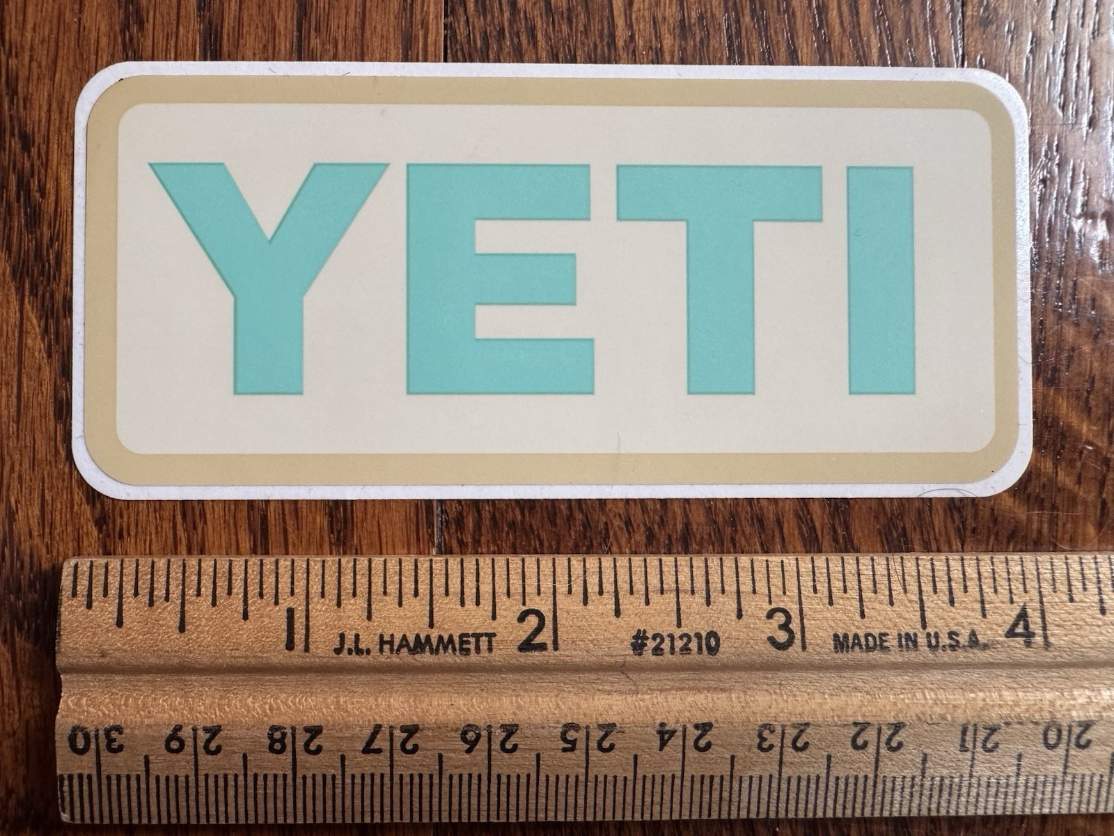 Authentic YETI Decal Aqua Beige Vinyl Sticker Logo Rambler Tumbler Cup Cooler YE