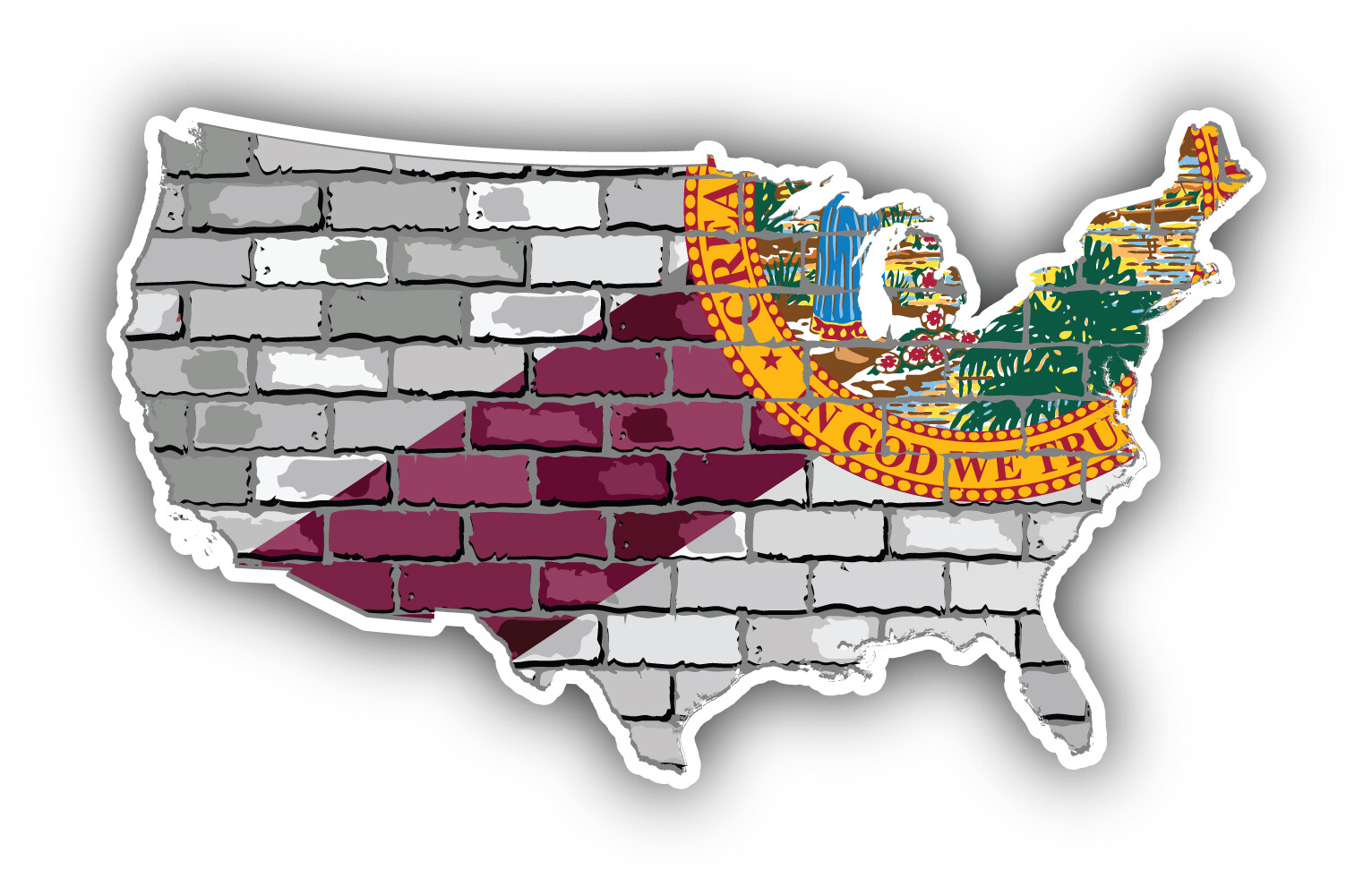 Florida USA State Map Flag Vinyl Sticker Car Bumper Decal