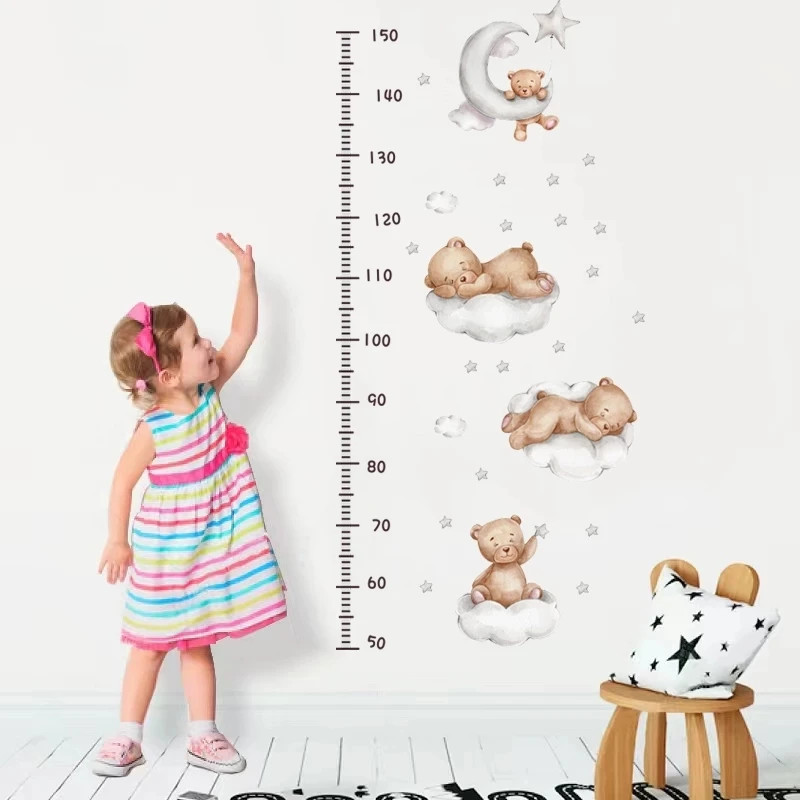 Cute Bear Star Cloud Wall Stickers for Kids Rooms Girls Boys Baby Room Bedroom