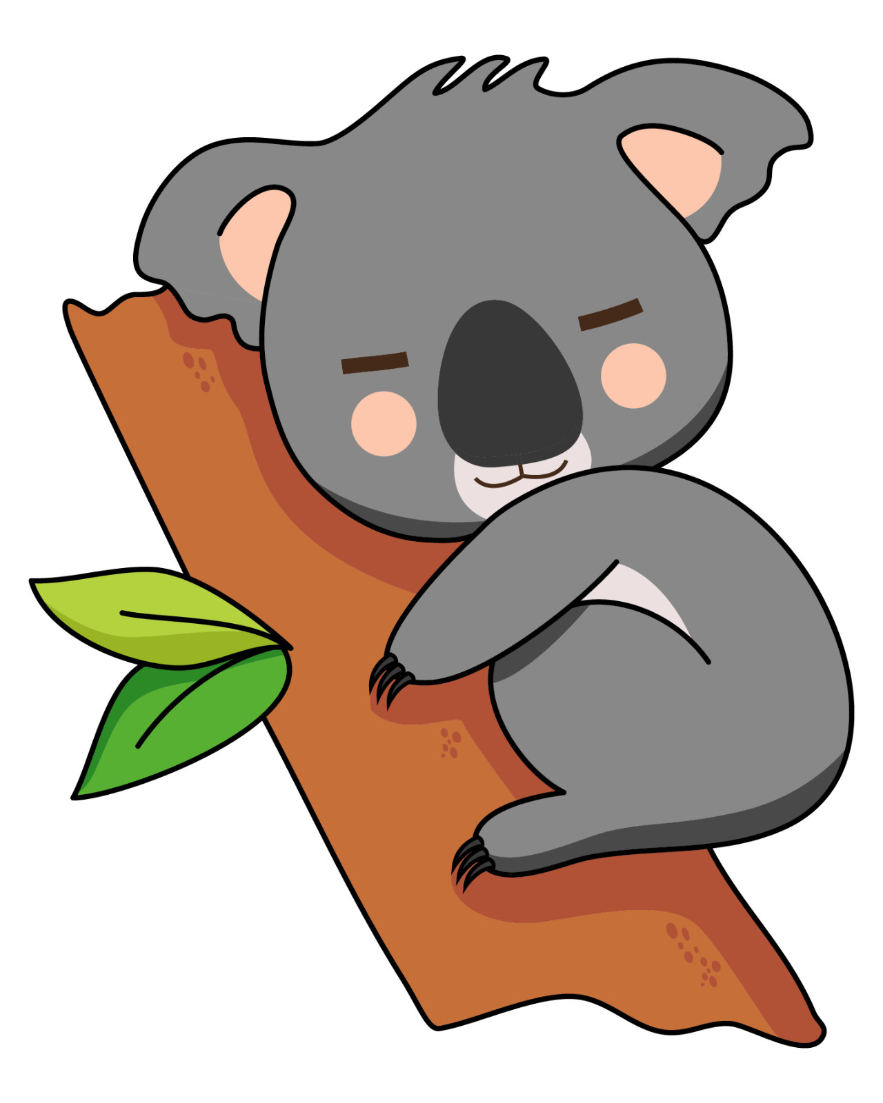 Kids Bedroom Living Room Baby Koala Bear Sleeping On The Tree Wall Decal 20×25