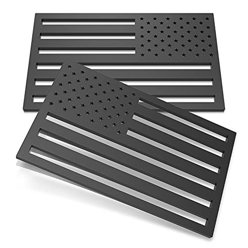 2 Pack 3D American Flag Sticker, 4mm Thickness Acrylic Cut-Out 3D Cut-Out Black