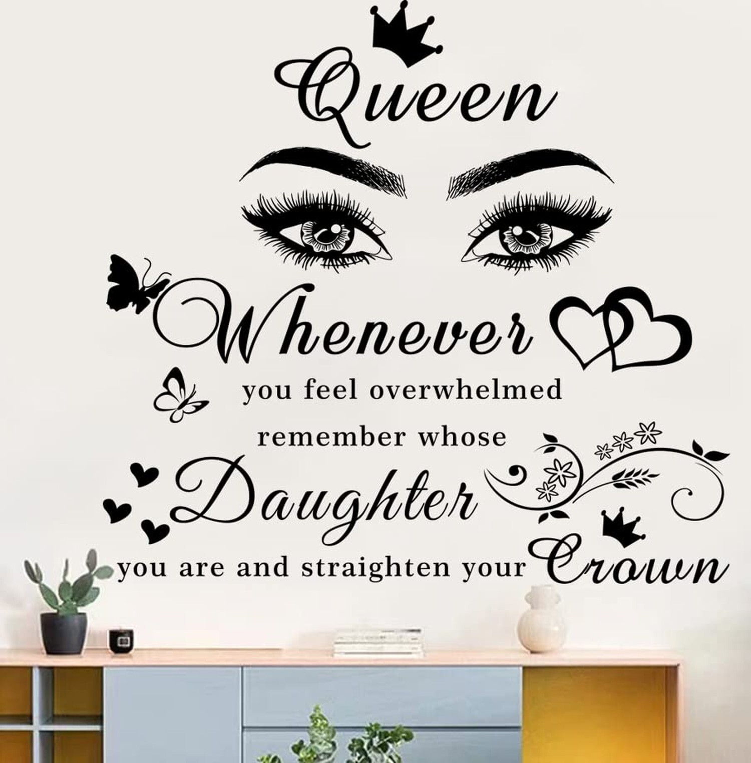 Girls Inspirational Wall Stickers Wall Art Quote Queen Wall Decals Positive M…