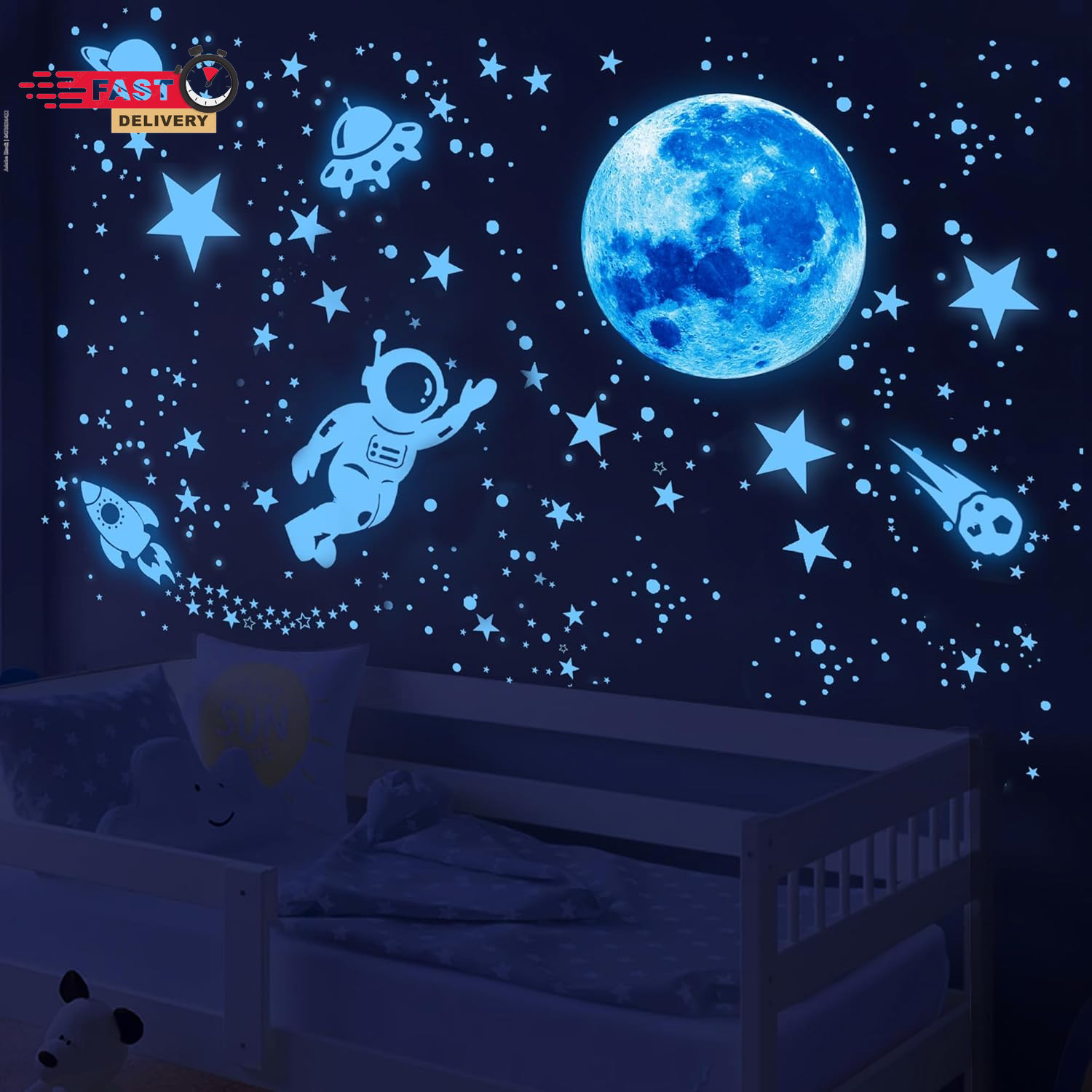 530Pcs Glowing Stars for Ceiling,Glow in the Dark Stars,Space Wall Decals Solar