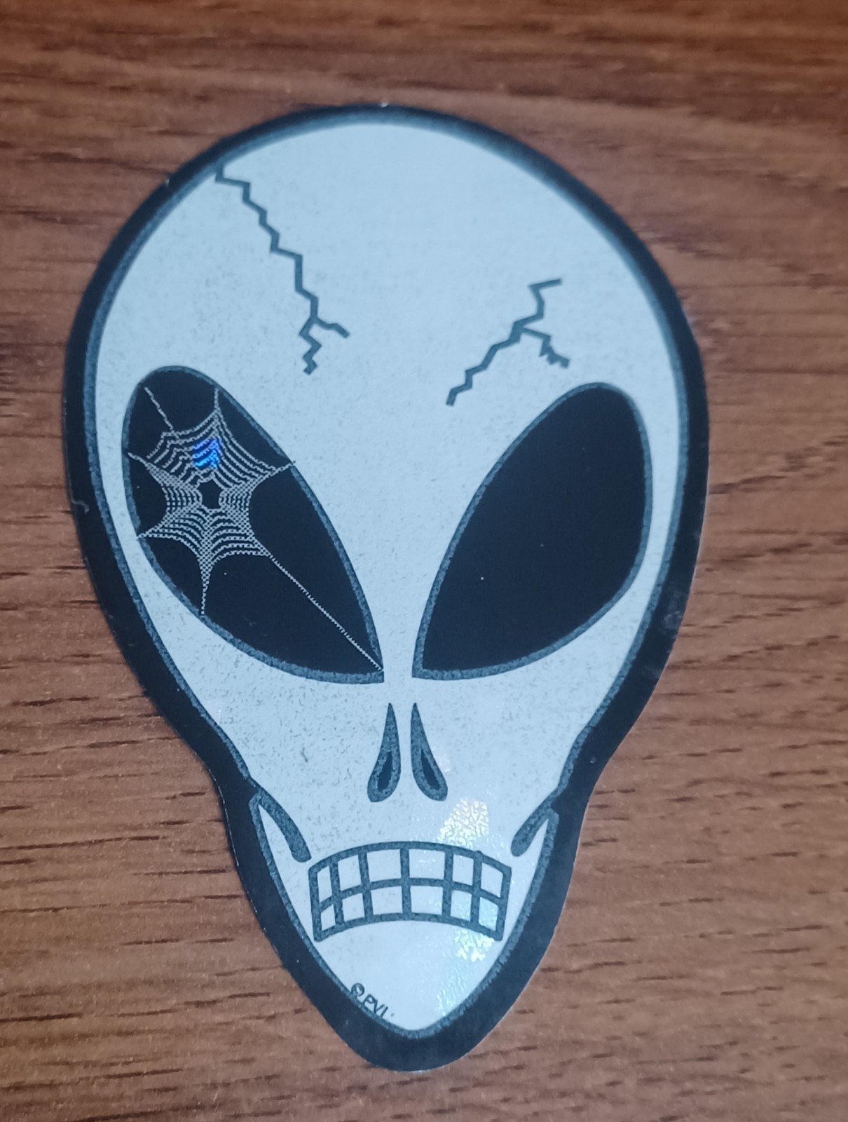 Alien Head Decal Sticker White Black Skull Cracks Spider Web Eye
