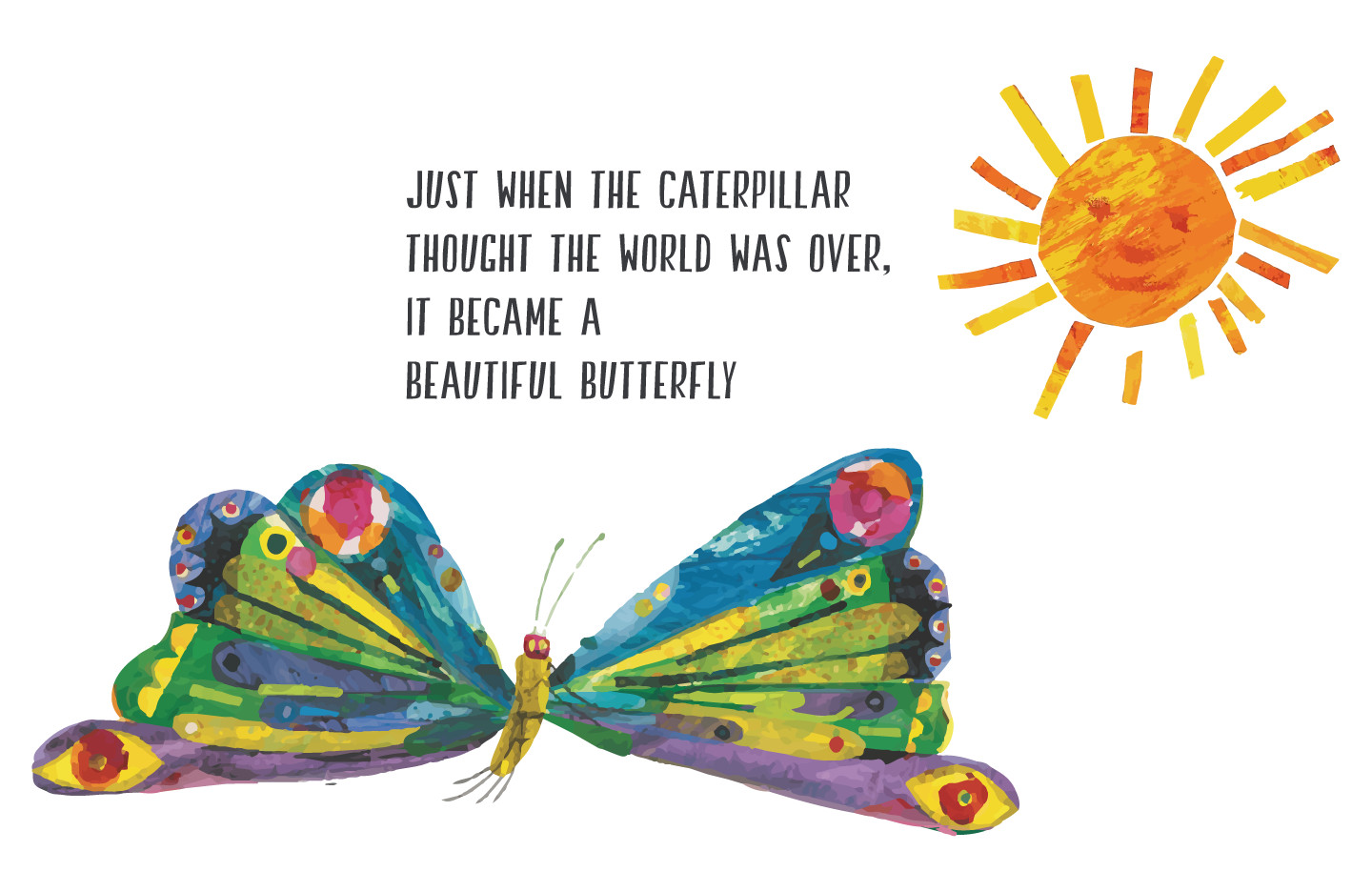 Kids Bedroom The Very Hungry Caterpillar Butterfly Design Vinyl Wall Decal 13×20