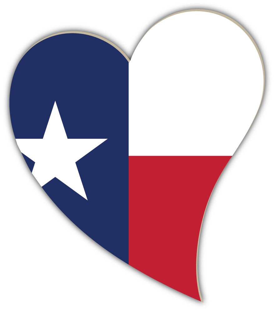 Texas USA State Flag Heart Icon Car Bumper Sticker Decal "SIZES"