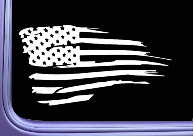 Distressed American Flag Sticker TP 1345 8 inch window decal decor usa patriotic