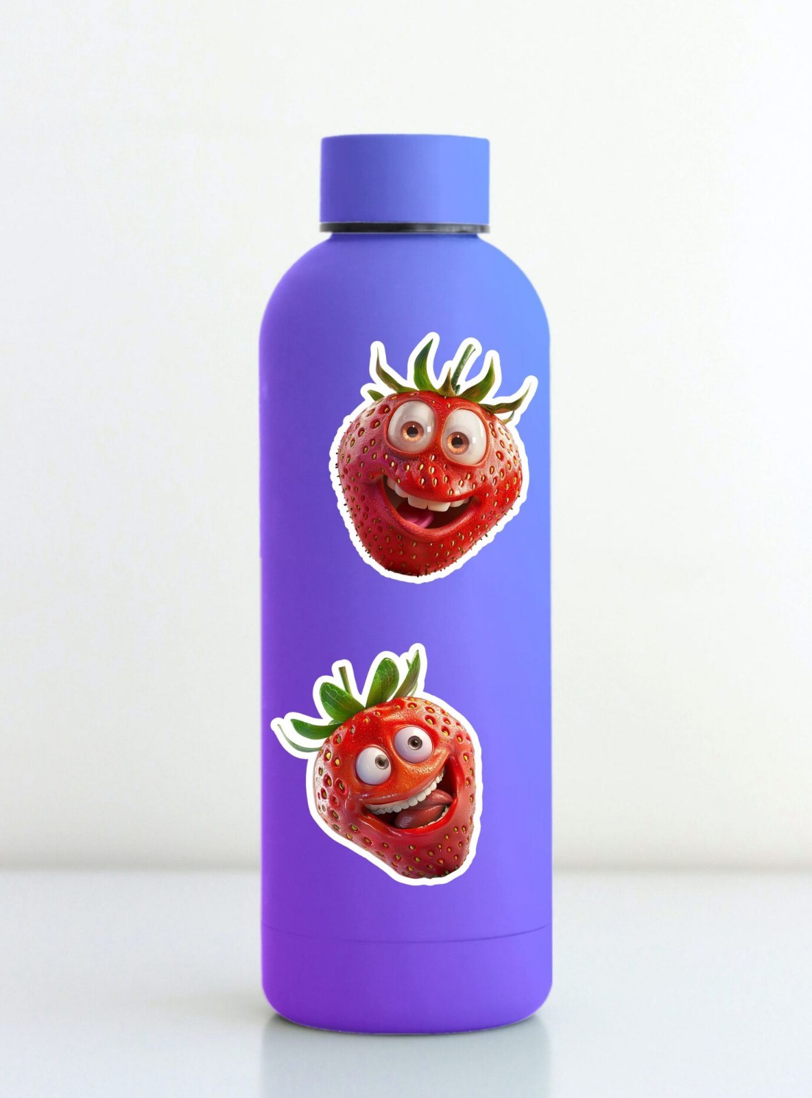 Smiley Face Strawberry Die Cut Stickers Set Laptop Water Bottle Sticker