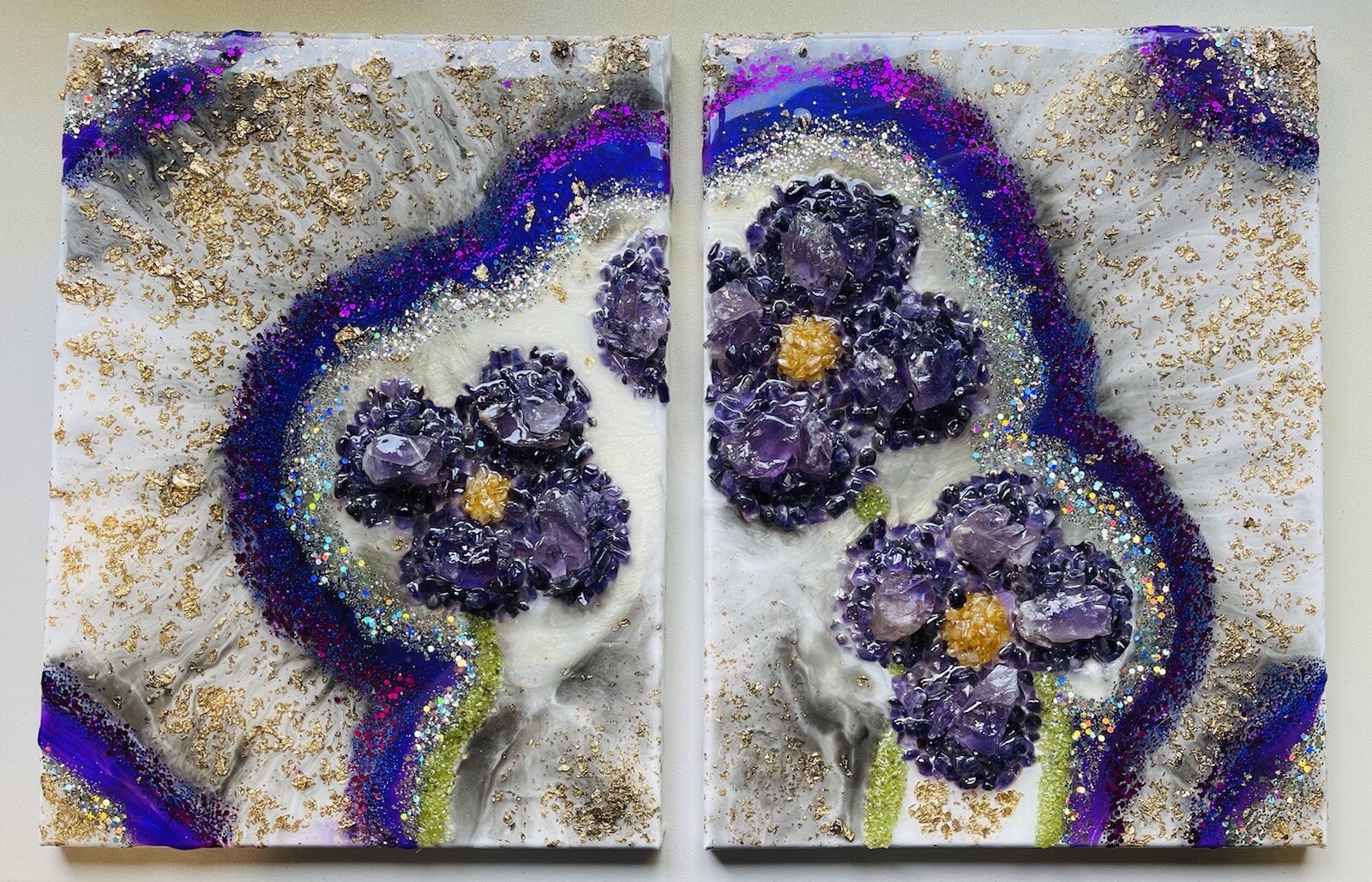 Amethyst Crystals Wall Decor