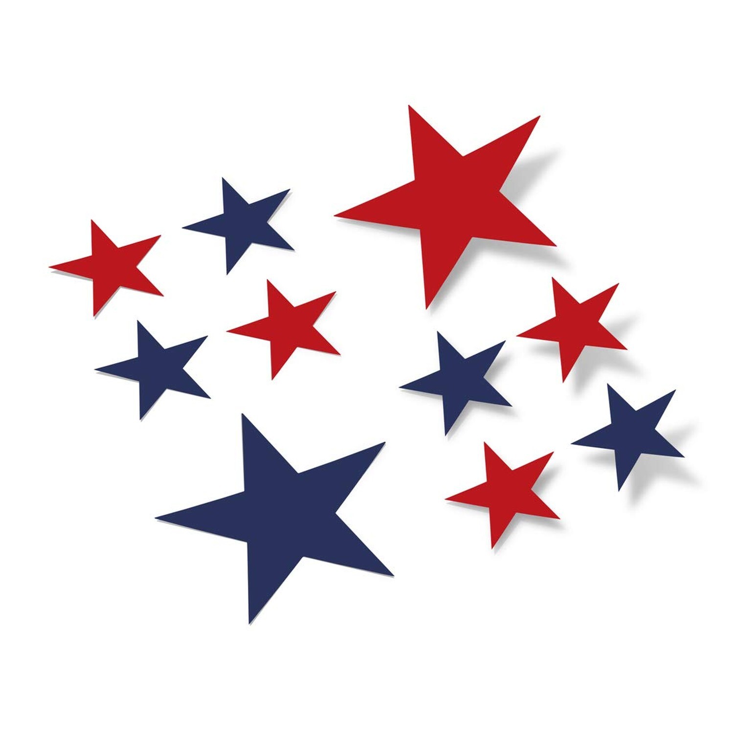 Set of 30 Stars Vinyl Wall Graphic Decals Stickers – 2 & 4 inch (Navy Blue/Red)