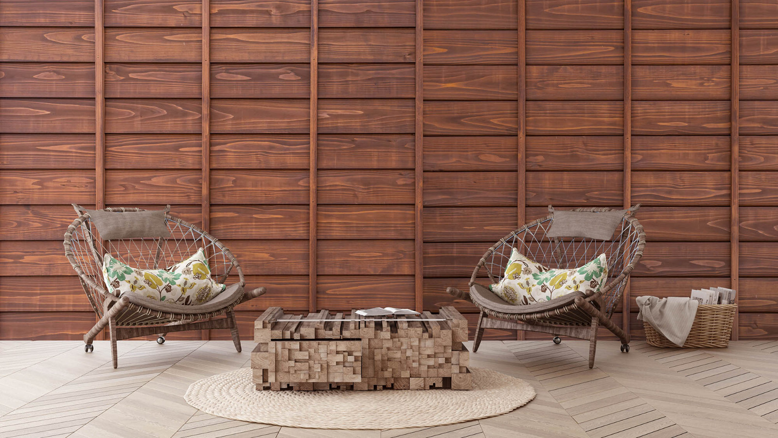 Wooden Wall Mural, Japanese Style Wallpaper, Rustic Wall Art. Self-adhesive