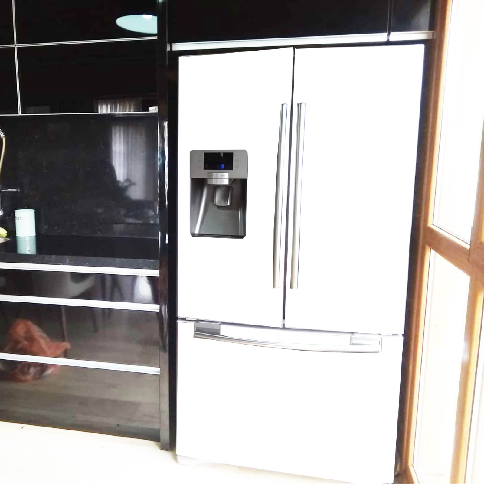 White Fridge Wrap Refrigerator Skin Vinyl Cover