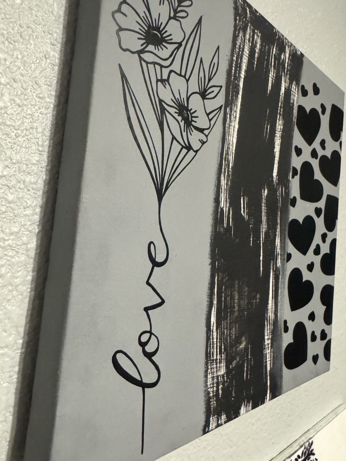 Canvas Grey With Black Hearts & Love Vinyl