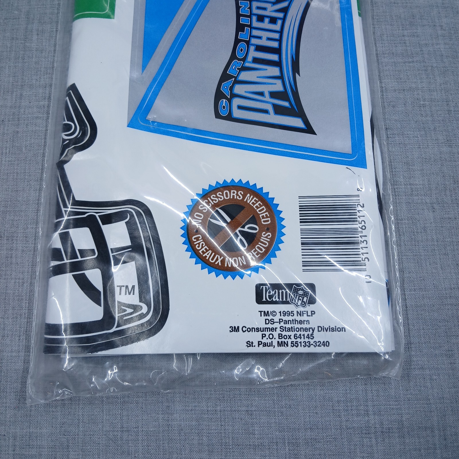 Vintage NFL Carolina Panthers Self-Stick Jumbo Team Appliques NEW Sealed